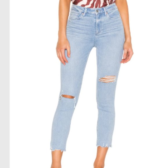 PAIGE Denim - PAIGE JEANS Hoxton Slim Crop‎ Raw Hem in Sunkissed
